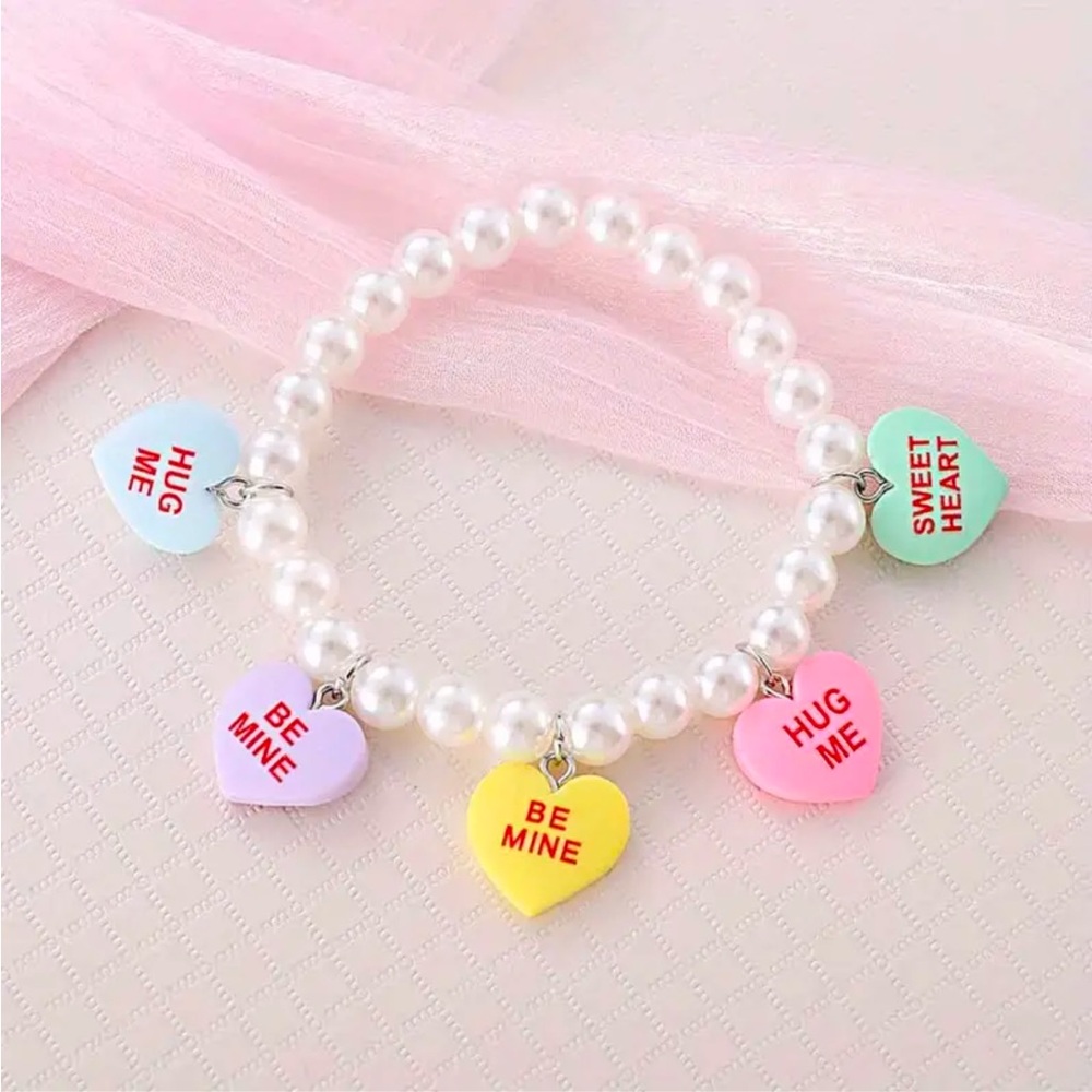 Sweethearts Candy Valentine’s Day Pearl Bracelet Girly Fashion Gift For Her